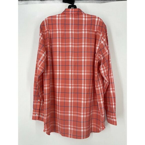 Southern Tide Hybrid Sport Orange Plaid Button Front Shirt Size Medium - Picture 4 of 9